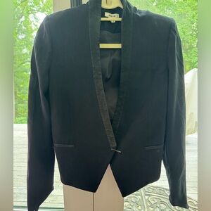 Helmet lang cropped blazer with suede collar